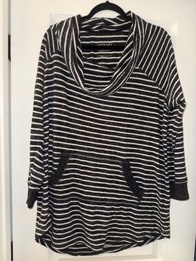 torrid Black & White Striped Cowl Neck Sweater